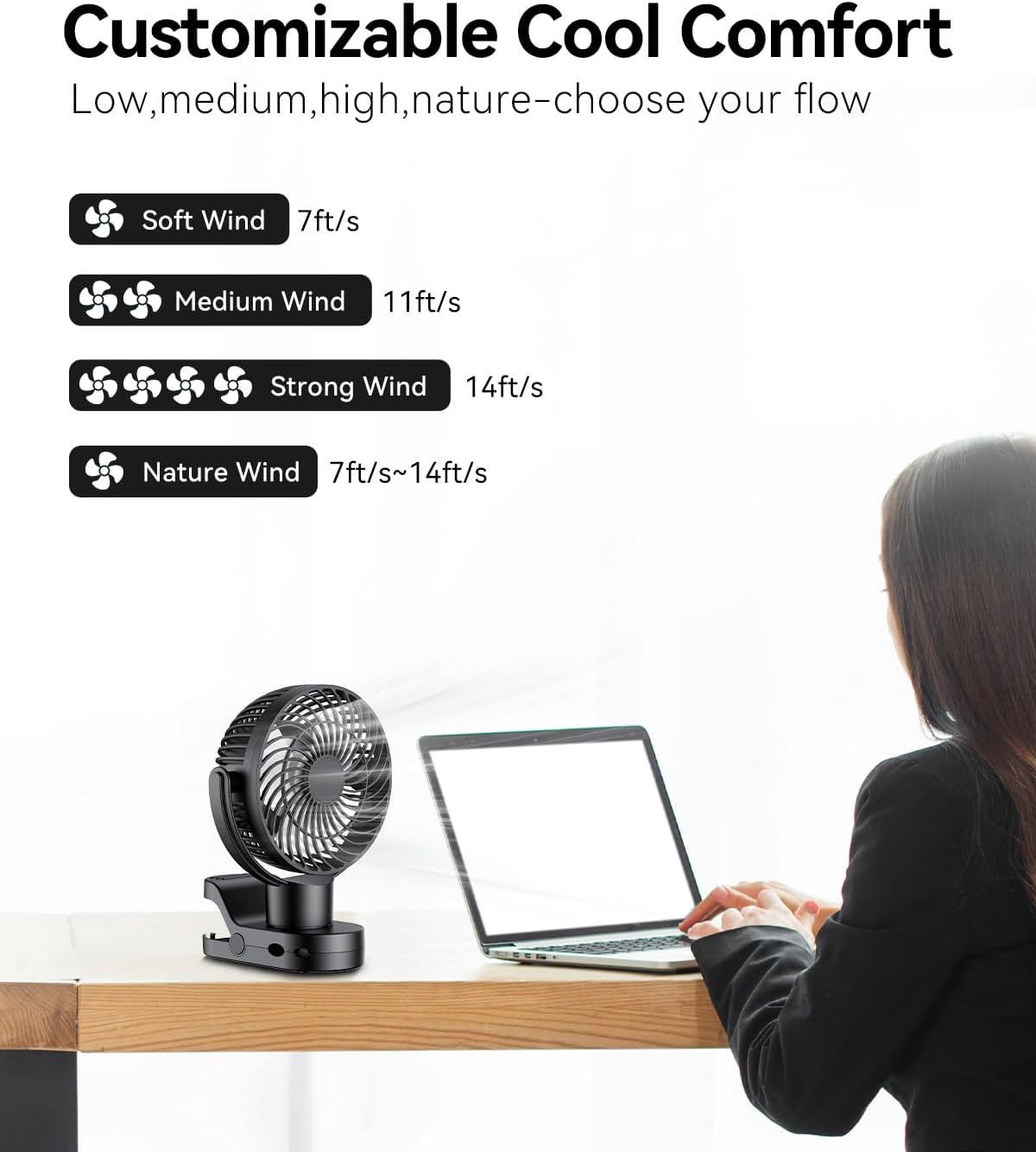 8-Inch Rechargeable Fan with Remote & 10000mAh Battery | 360° Auto Oscillation | Power Bank Function | LED Light with 3 Modes | Hook & Clip Design for Camping/Home/Office