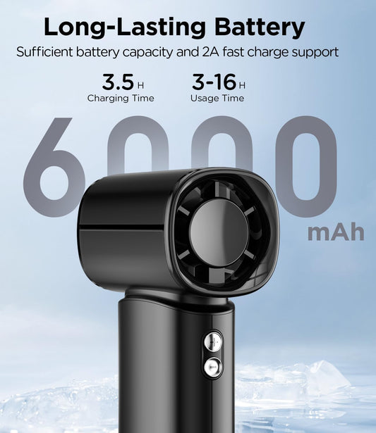 100-Speed Turbo Handheld Fan with Digital Display | Foldable USB Rechargeable Fan | Powerful Adjustable Wind | Up to 16 Hours Runtime | Compact Personal Fan for Travel, Office, Outdoor