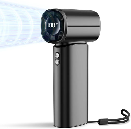 100-Speed Turbo Handheld Fan with Digital Display | Foldable USB Rechargeable Fan | Powerful Adjustable Wind | Up to 16 Hours Runtime | Compact Personal Fan for Travel, Office, Outdoor
