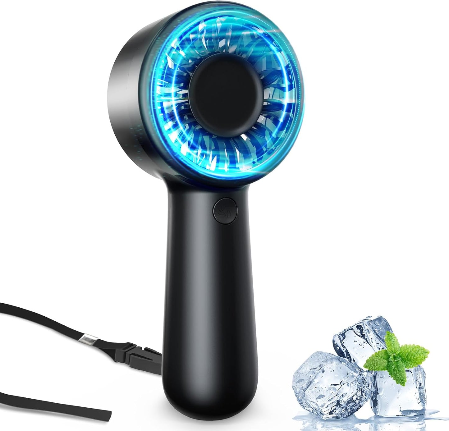 Mini Portable Handheld Fan | USB Rechargeable Pocket Fan | Lightweight & Quiet Personal Fan for Travel, Commuting, Makeup Bag | Black