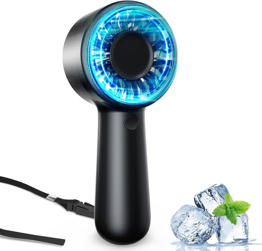 Mini Portable Handheld Fan | USB Rechargeable Pocket Fan | Lightweight & Quiet Personal Fan for Travel, Commuting, Makeup Bag | Black