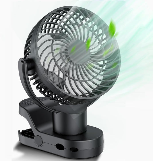 8-Inch Rechargeable Fan with Remote & 10000mAh Battery | 360° Auto Oscillation | Power Bank Function | LED Light with 3 Modes | Hook & Clip Design for Camping/Home/Office