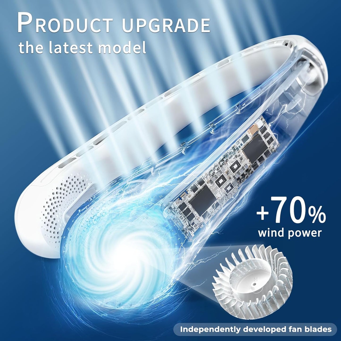 Portable Neck Fan – 5200mAh Rechargeable Bladeless Airflow Fan | Silent, Lightweight & Adjustable | Hands-Free Cooling for Travel, Work & Outdoors