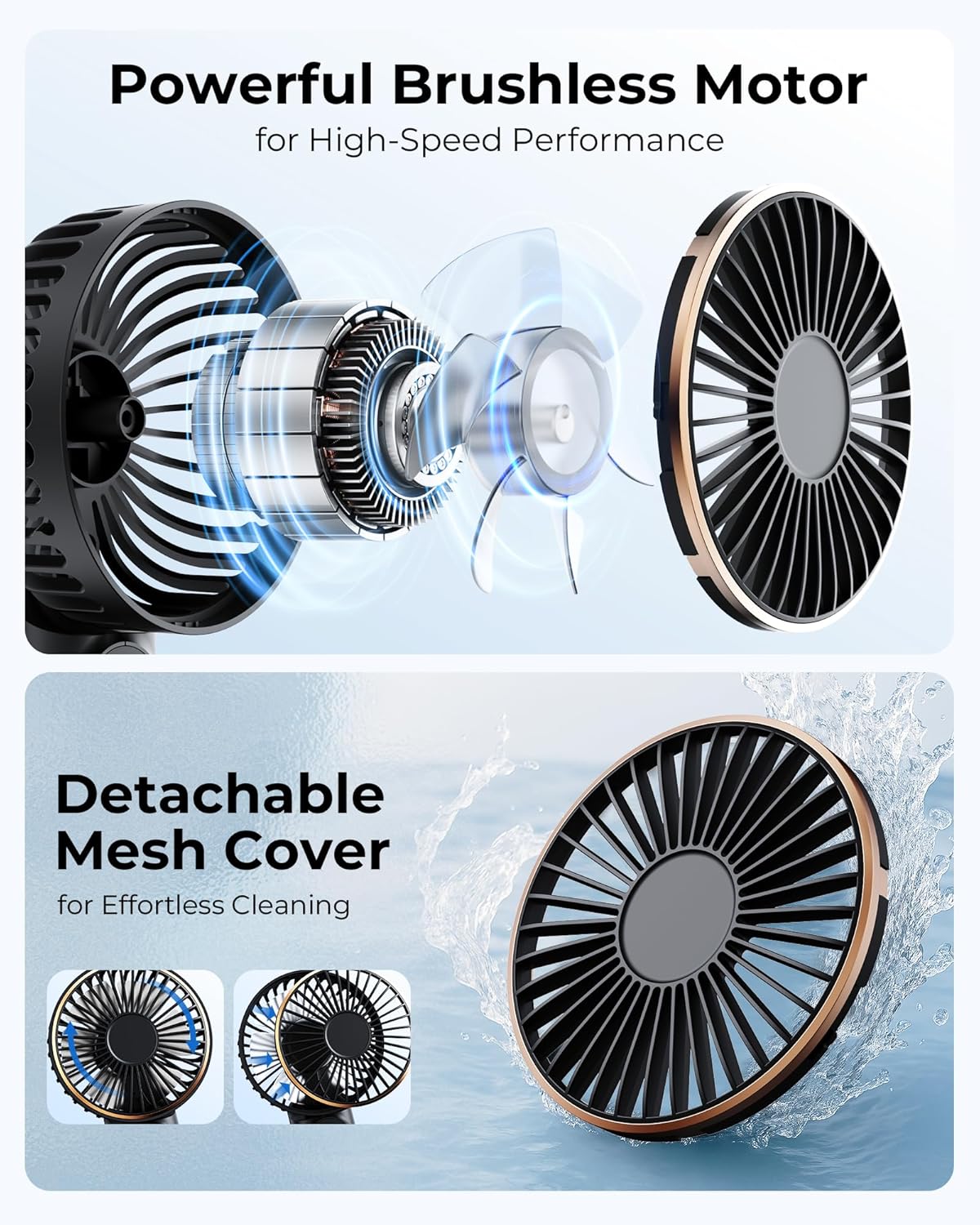 Foldable Portable Mini Fan – 6-Speed Rechargeable Fan with 4000mAh Battery, Power Bank Function, LCD Display, Silent Operation for Travel & Office