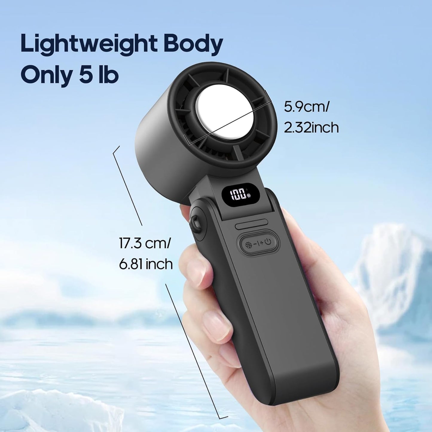 Portable Foldable Handheld Fan with LCD Display | 4000mAh Rechargeable Battery | 6.81-Inch Compact Size | 6-Speed Settings | Silent Operation USB Fan