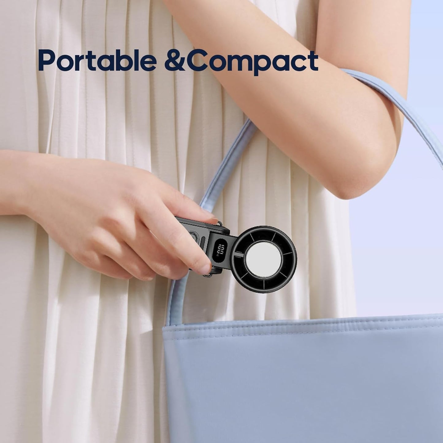 Portable Foldable Handheld Fan with LCD Display | 4000mAh Rechargeable Battery | 6.81-Inch Compact Size | 6-Speed Settings | Silent Operation USB Fan