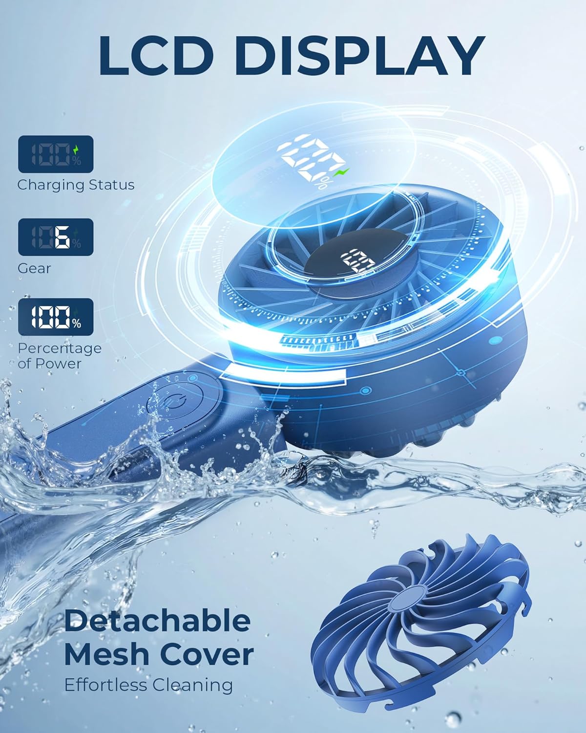 High-Speed Foldable Handheld Fan – 4000mAh Battery | 6-Speed Adjustable | LCD Display | USB Rechargeable Silent Portable Fan with Power Bank Function